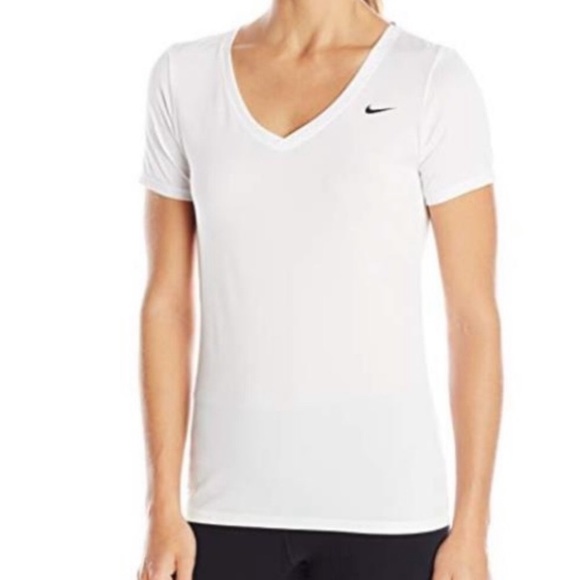 Nike Tops - Nike Dri Fit White V Neck Short Sleeve